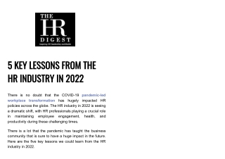 Top HR lessons in 2022