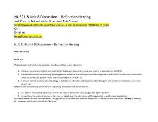 NU621-8 Unit 8 Discussion – Reflection Herzing