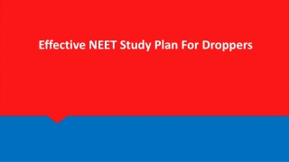 Effective NEET Study Plan For Droppers