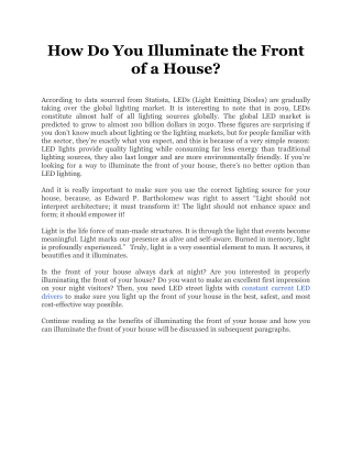 How Do You Illuminate the Front of a House_