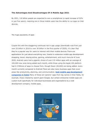 The Advantages And Disadvantages Of A Mobile App 2022 - Google Docs