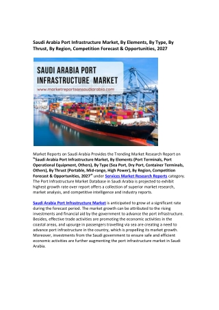 Saudi Arabia Port Infrastructure Market Research Report 2027