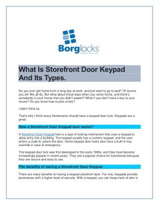 What Is Storefront Door Keypad And Its Types.