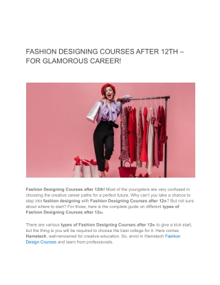 FASHION DESIGNING COURSES AFTER 12TH – FOR GLAMOROUS CAREER