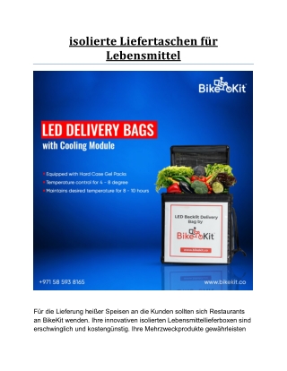 isolierte Liefertaschen für Lebensmittel