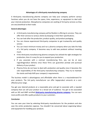 Advantages of a third-party manufacturing company