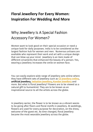 Floral Jewellery For Every Women