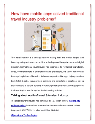 How have mobile apps solved traditional travel industry problems