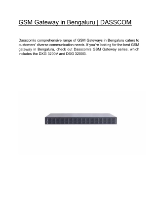 GSM Gateway in Bengaluru | DASSCOM