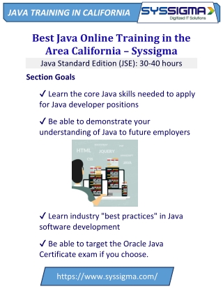 Best Java Online Training in the Area California – Syssigma