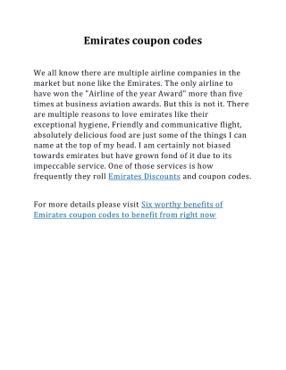 Emirates coupon codes