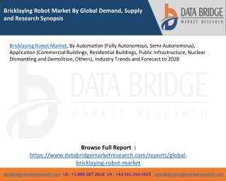 Bricklaying Robot Market By Global Demand, Supply and Research Synopsis