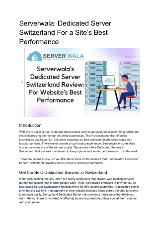 Serverwala_ Dedicated Server Switzerland For a Site’s Best Performance