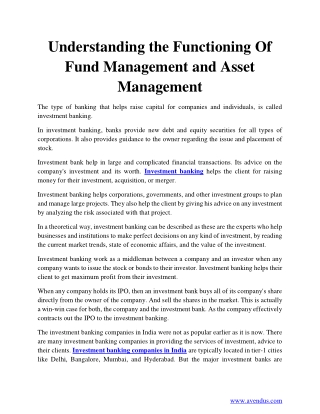Understanding the Functioning Of Fund Management and Asset Management