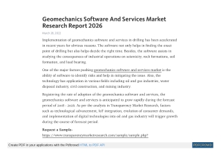 Geomechanics Software and Services Market is to be worth US$ 3,414.3 Mn by 2026