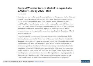Prepaid Wireless Service Market to Reach US$ 659.1 Bn by 2026