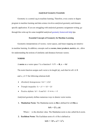 Analytical Geometry Essentials