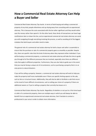 How a Commercial Real Estate Attorney Can Help a Buyer and Seller