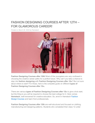 FASHION DESIGNING COURSES AFTER 12TH – FOR GLAMOROUS CAREER