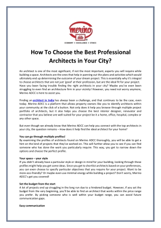 How To Choose the Best Professional Architects in Your City