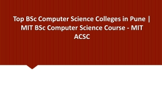 Top BSc Computer Science Colleges in Pune  - MIT ACSC