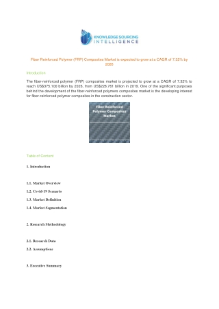 Fiber Reinforced Polymer (FRP) Composites Market is expected to grow at a CAGR of 7.32% by 2026