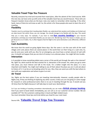 Valuable Travel Trips You Treasure