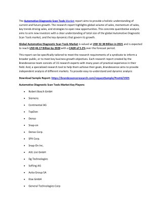 Automotive Diagnostic Scan Tools Market