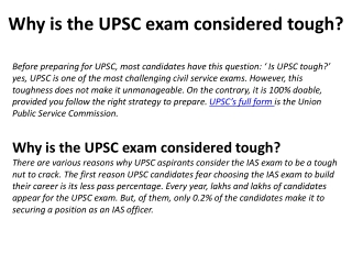 Why is the UPSC exam considered tough