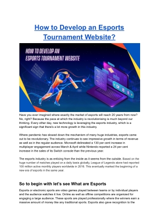 How to Develop an Esports Tournament Website?