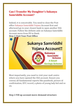 Can I Transfer My Daughter’s Sukanya Samriddhi Account
