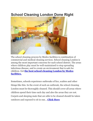 School Cleaning London Done Right