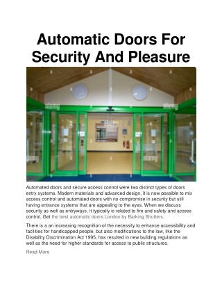 Automatic Doors For Security And Pleasure