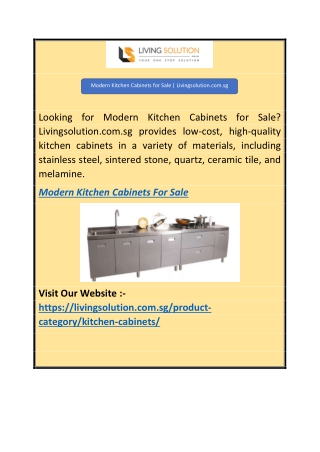 Modern Kitchen Cabinets for Sale  Livingsolution.com.sg