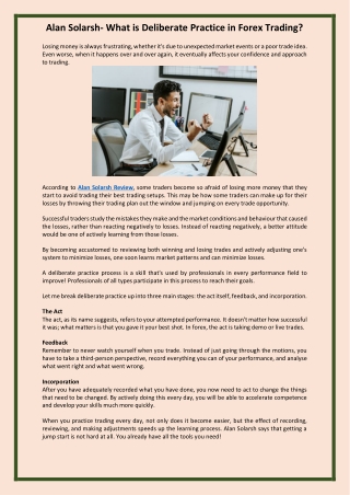 Alan Solarsh- What is Deliberate Practice in Forex Trading
