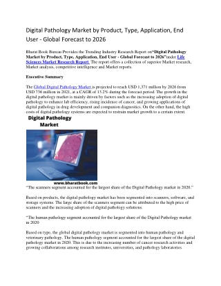 Digital Pathology Market by Product, Type, Application, End User - Global Forecast to 2026