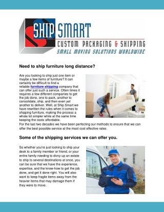 Furniture shipping cost | Ship Smart Inc.