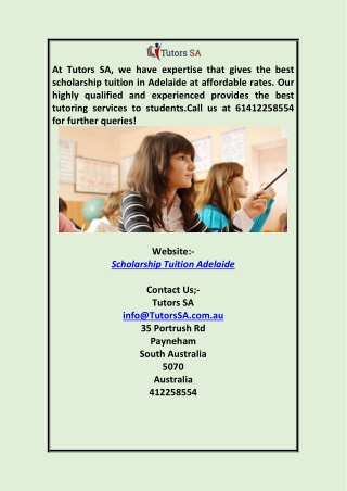 Best Scholarship Tuition in Adelaide at Tutors SA