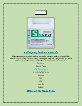 Anti Ageing Products Australia | Biogency.com.au