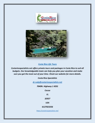 Costa Rica Life Tours | Costaricaspecialists.net