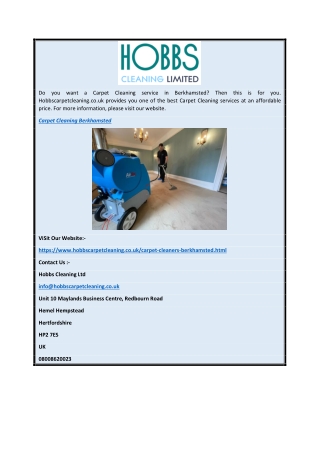 Carpet Cleaning Berkhamsted Hobbscarpetcleaning.co.uk