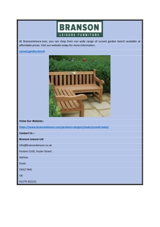 Curved Garden Bench  Branson Leisure