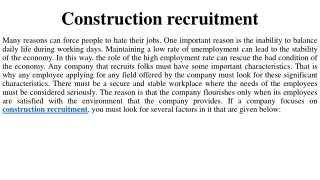 Construction recruitment