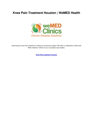 Knee Pain Treatment Houston WeMED Health