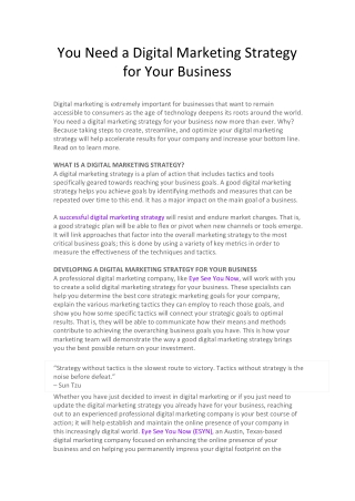 You Need a Digital Marketing Strategy for Your Business