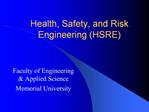 Health, Safety, and Risk Engineering HSRE