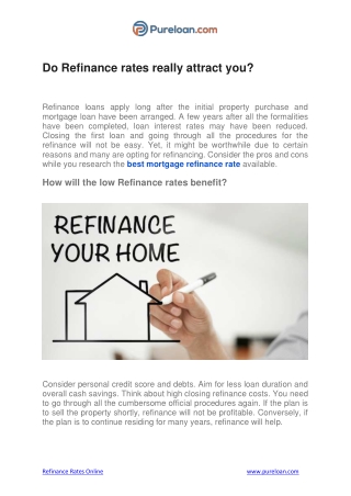 Do Refinance rates really attract you - Pureloan