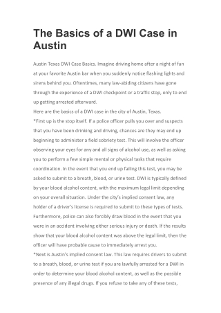 Austin Texas DWI case basics