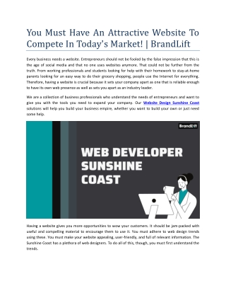 You Must Have An Attractive Website To Compete In Today's Market!