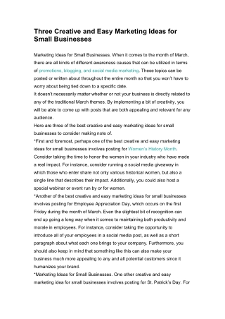 Three Creative and Easy Marketing Ideas for Small Businesses